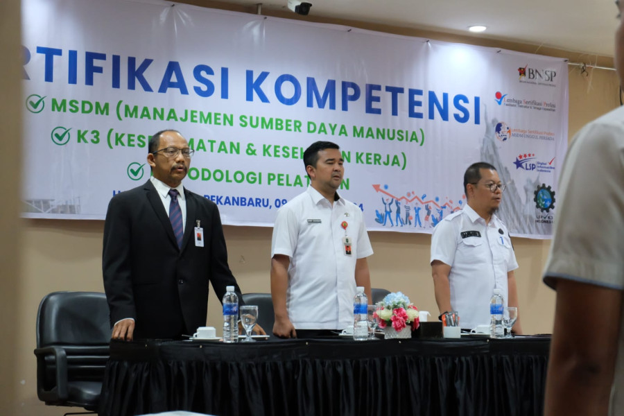 Disnakertrans Provinsi Riau Gelar Pelatihan Sertifikasi Kompetensi Bidang K3, MSDM dan Metodologi Pelatihan Tahun 2024